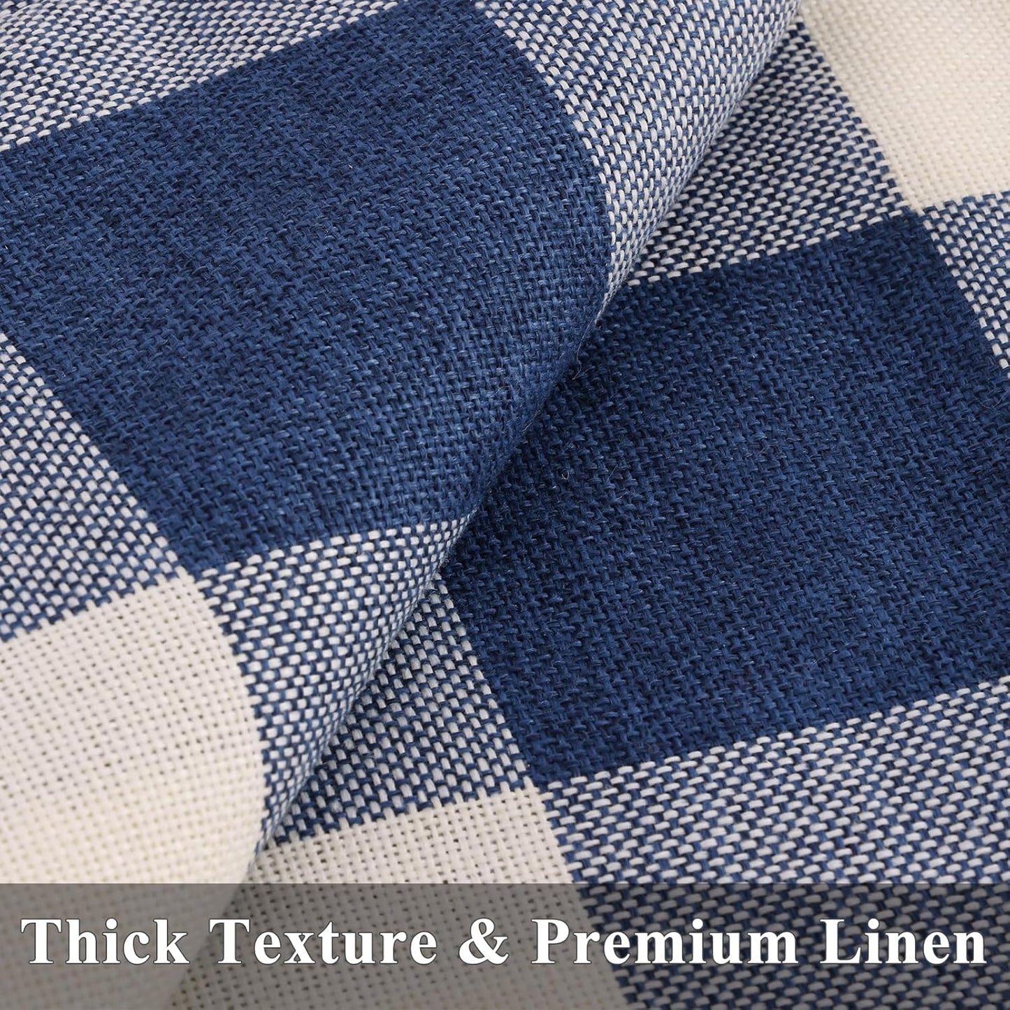 decorUhome Buffalo Plaid Check Throw Pillow Covers 22x22 Set of 2, Outdoor Decorative Farmhouse Neutral Pillow Covers with Stitched Edge for Bed Couch Sofa, Navy Blue and White