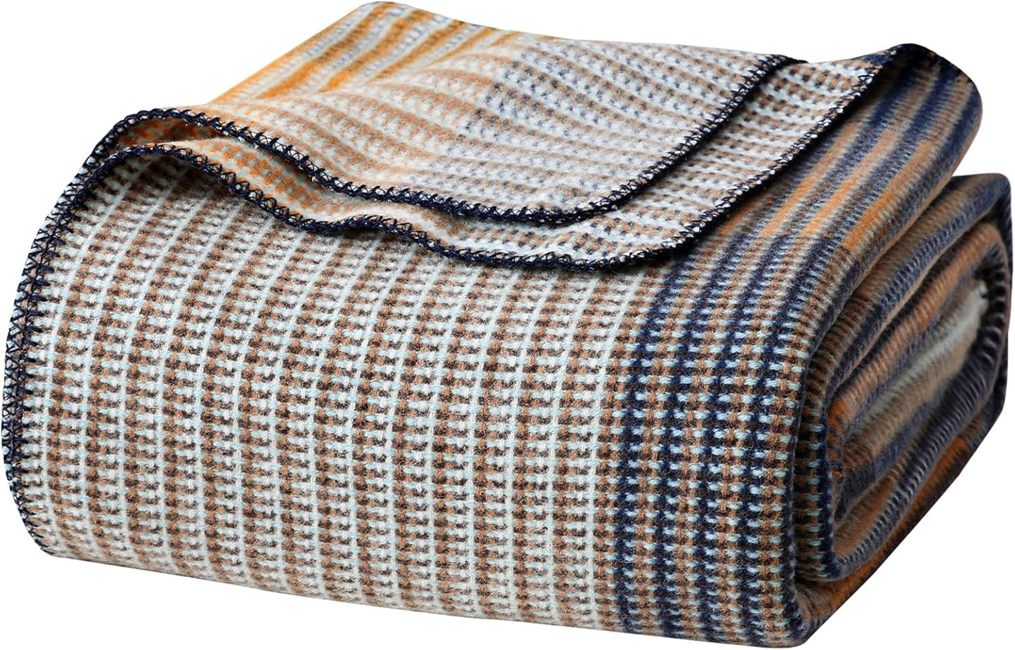 YOUR MOON 100% Pure Merino Wool Twin Size, Australian Organic Natural Wool Blanket, Hypoallergenic Wool Blanket for Bed, Medium Weight(Brownish Blue, 90 * 66)