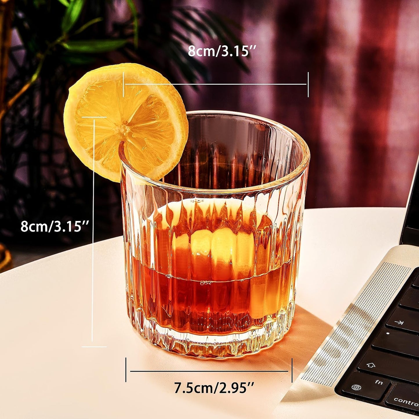 Whiskey Glasses Set of 4,Lead-Free Crystal Old Fashioned Glass,300ml Rocks Glass Tumblers for Drinking Bourbon,Cognac,Irish Whisky,Whiskey Gifts for Men