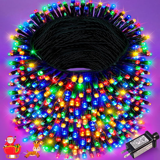 800 LED Christmas Tree Lights, 262FT String Lights for Outdoor Indoor, Waterproof 8 Modes Plug in Christmas Decorations Green Wire for House Patio Party Holiday Decorations, Multicolor