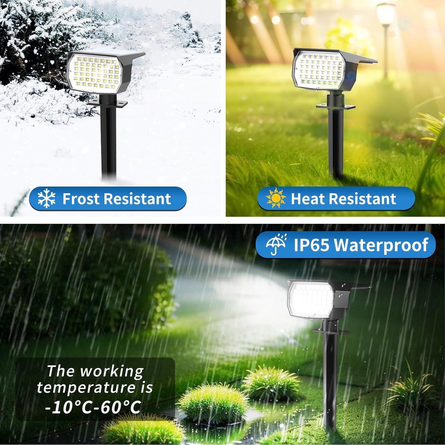 Solar Spot Lights Outdoor 6 Pack, [46 LED/3 Modes] Solar Landscape Spotlights Waterproof, 2-in-1 Auto On/Off Solar Powered Lights for Outside Yard Garden Wall Pathway(Cool White)