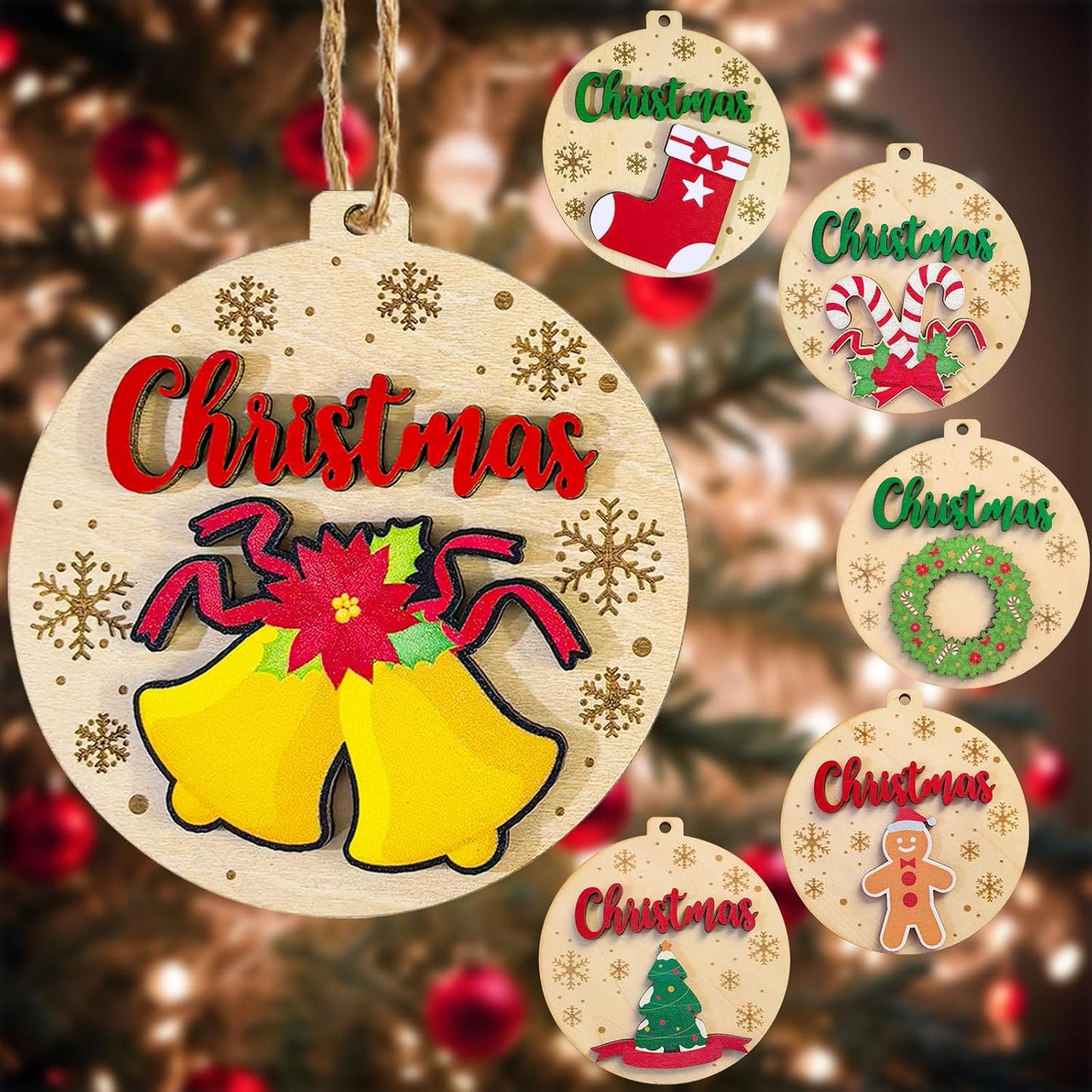 Personalized Christmas Ornaments 2025 with Family Names Custom Wooden Ornaments for Christmas Tree Personalized Christmas Ornament Gifts