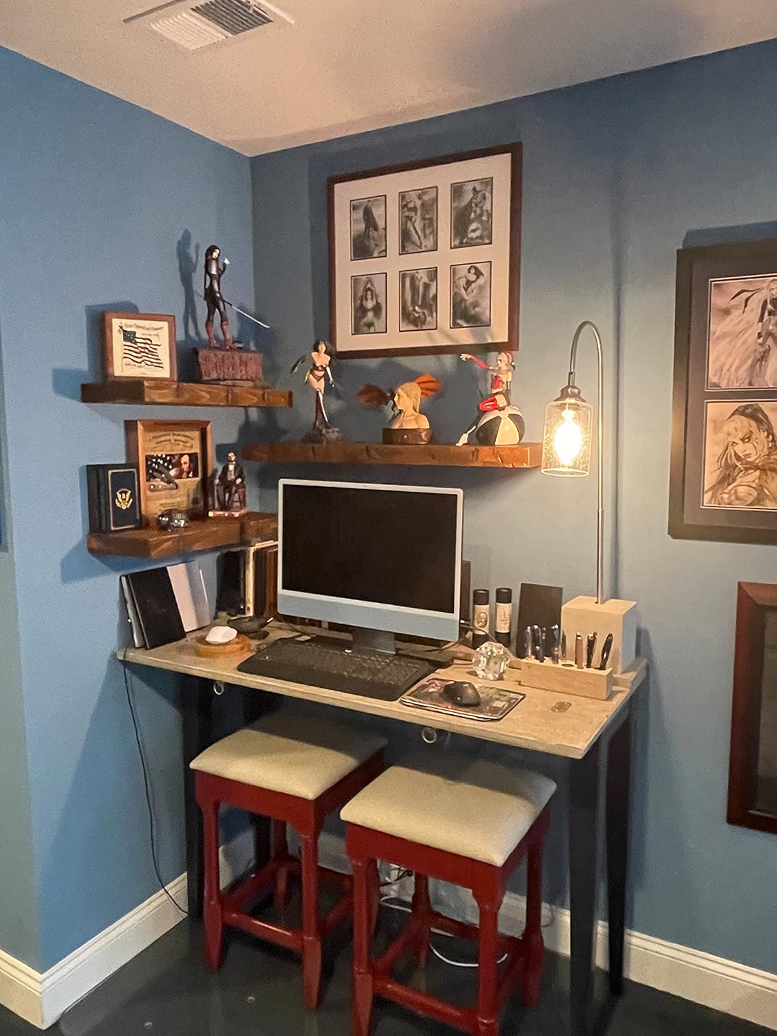 joelsantiques 36 Inch Floating Shelves - 36x9x2 in Wood Wall Shelf, Natural Wooden Home Decor for Bathroom Kitchen Bedroom, Hanging Mounted Invisible Bracket, Medium Brown