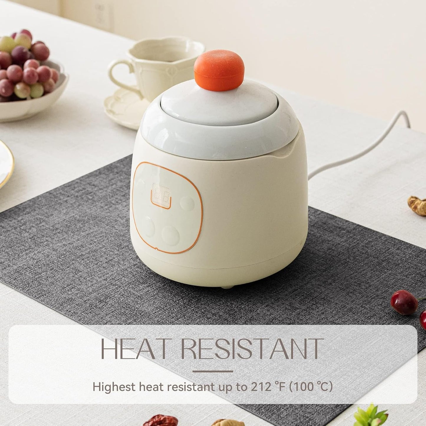 Romanstile Vinyl Placemats Set of 6-12 X 18 Inch - Heat Resistant Place Mats 100% Waterproof Oilproof Wipeable Reversible Faux Leather Table Mats for Kitchen/Dining/Party/Holiday, Dark Grey