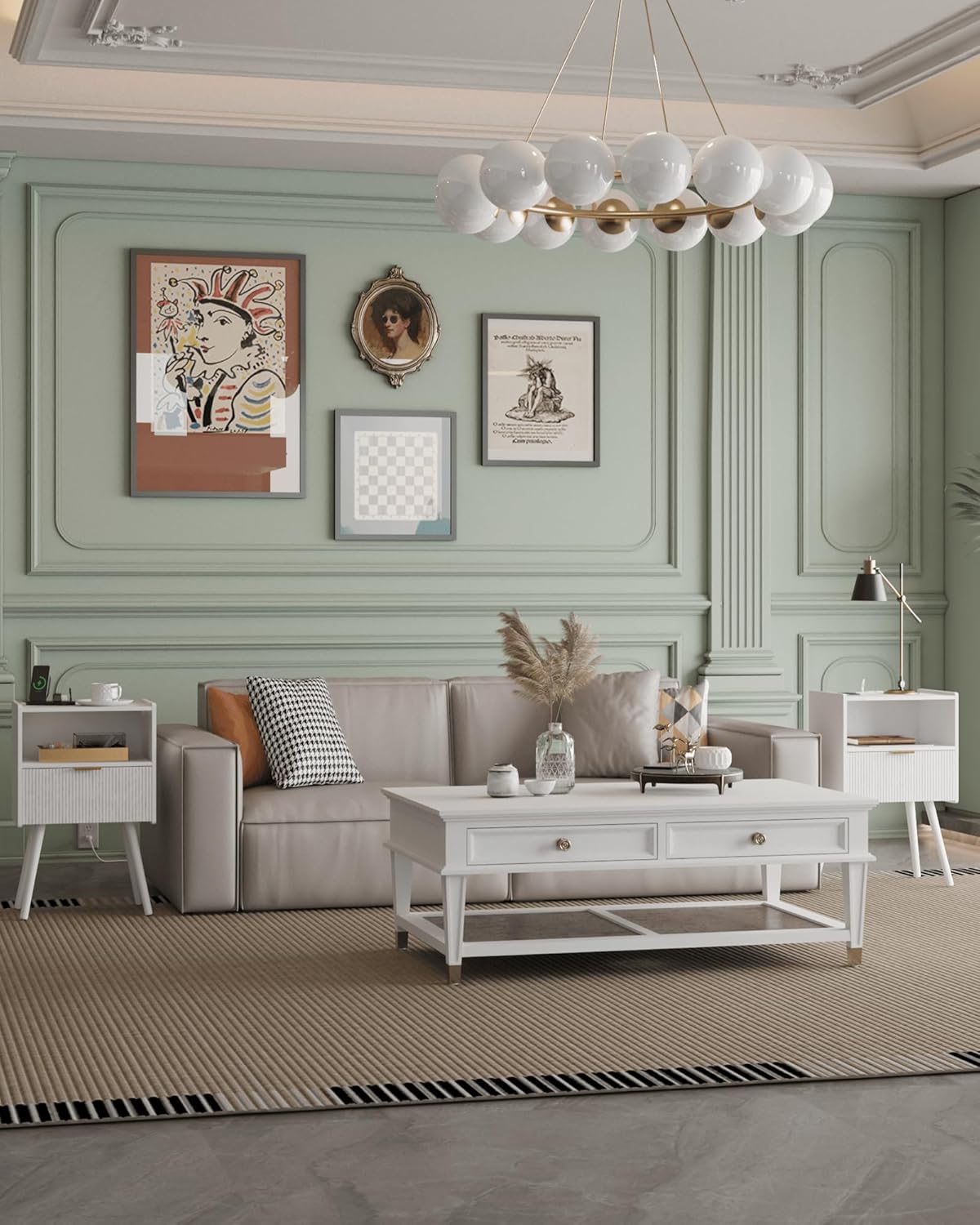 Nightstand,Modern Bedside Table with Storage Drawer and Open Wood Shelf, Accent Night Stand with Solid Wood Legs for Living Room, Bedroom and Small Spaces,Easy Assembly (White-Outlet)