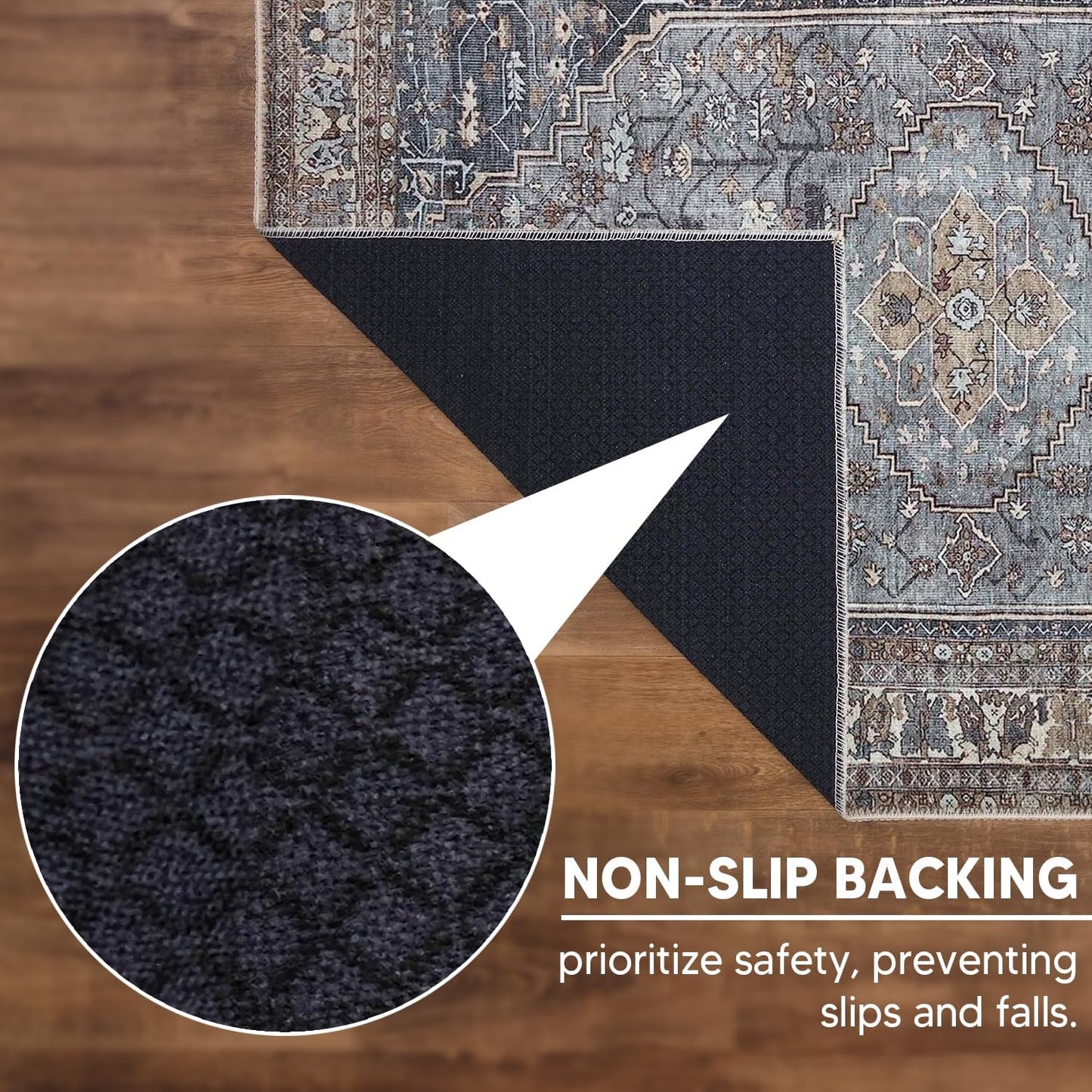 Keen Home Design 2x3 Rug - Machine Washable Entry Rug with Non-Slip Backing, Ideal for Enteryway, Kitchen, Bathroom, Laundry Room - Vintage, Easy Clean, Durable, Low Pile Rug - (2' x 3')