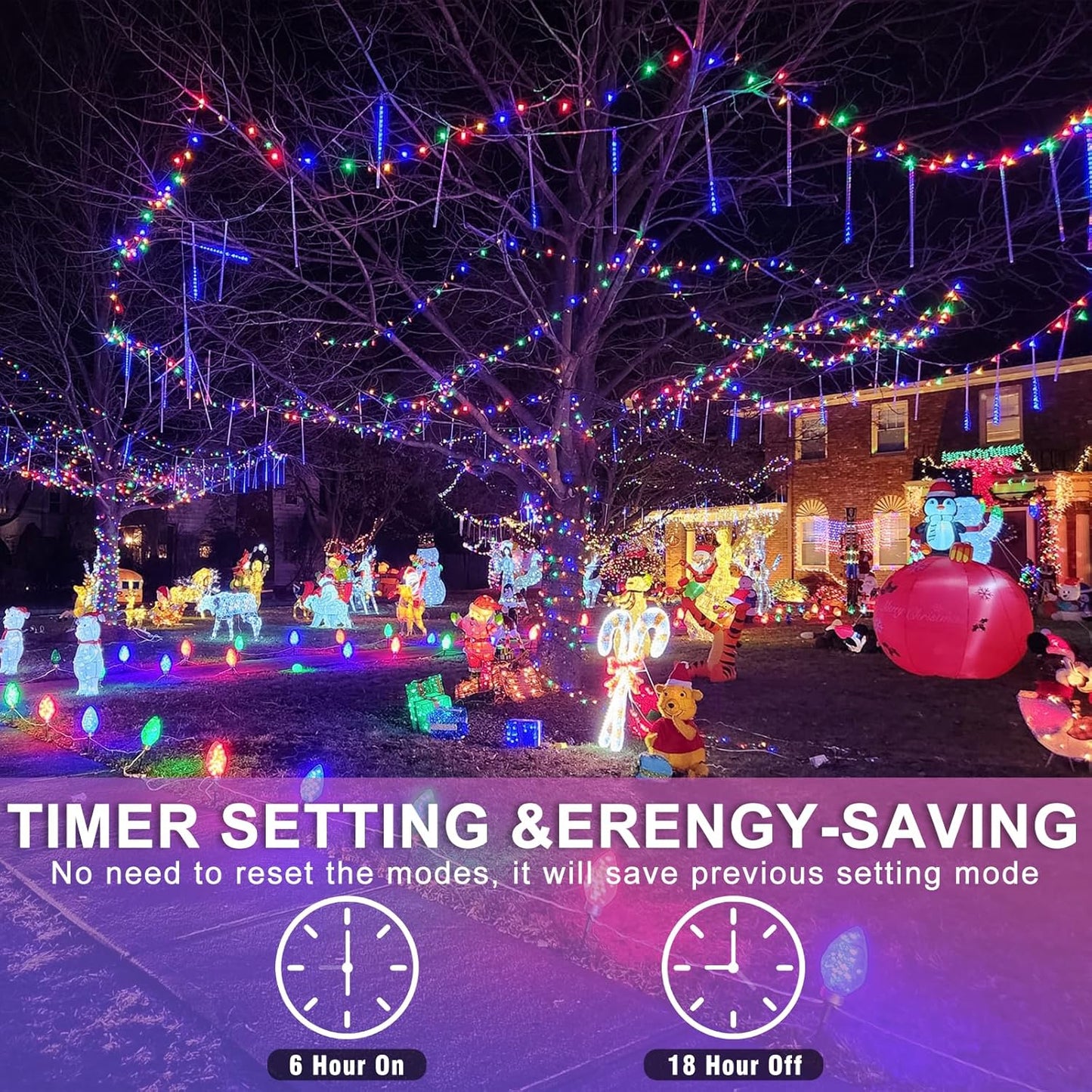 Christmas Lights Indoor Outdoor, 132ft 400 LED Christmas String Lights Indoor 8 Modes Clear Wire, Plug in Waterproof Twinkle Fairy Lights for Bedroom Tree Christmas Decorations, Multicolor