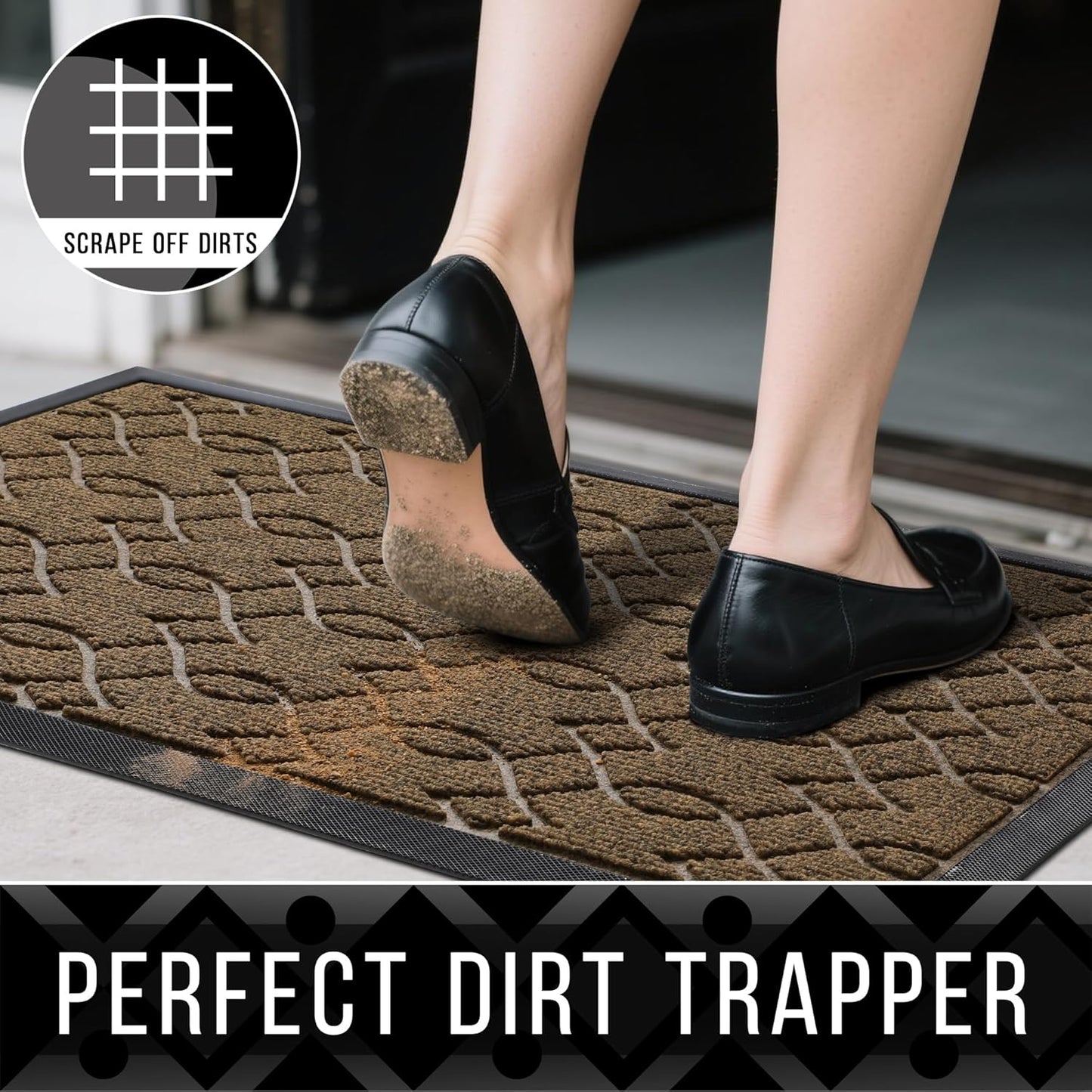 Yimobra Front Door Mats Outside Entrance, 36x24 All-Season Waterproof Welcome Matt Outdoor, All-Weather Non-Slip Doormat, Non Slip Porch Patio Indoor Entrance Mat, Brown