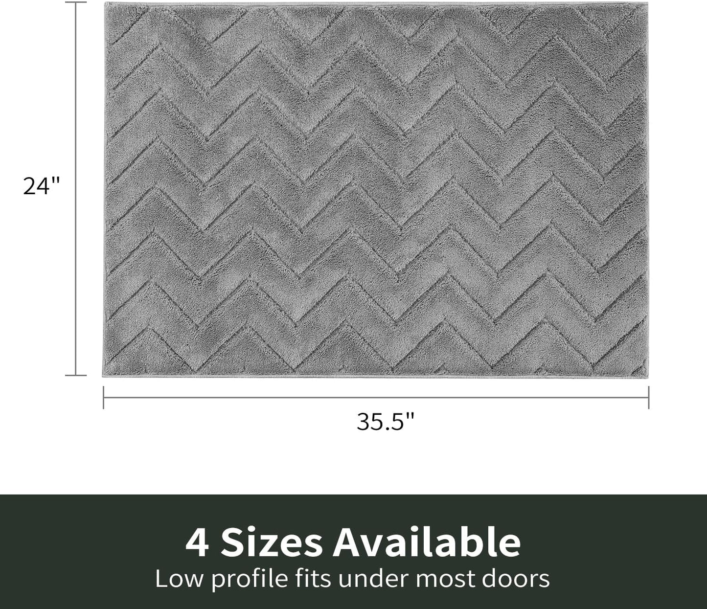 Stiio Front Door Mat Indoor Outdoor Entrance, Absorbent Muddy Dirt Resist Doormat, Low Profile Washable Fade Resistant Entryway Mat for Entry Patio Porch, 24x35.5 Inches Grey