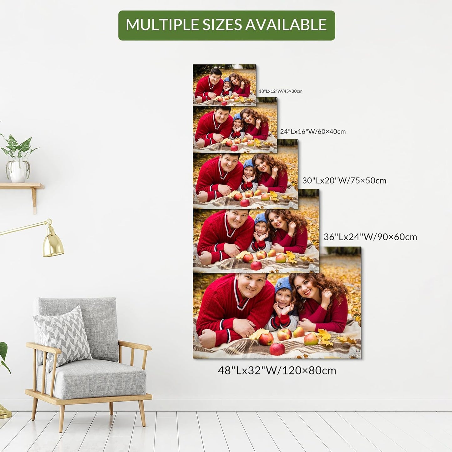 Wewejia Custom Canvas Prints with Your Photos for Family, 30x20inch Personalized Canvas Picture Wall Prints Best Custom Wall Decor for Living Room Bedroom Dining Room Office Easy to hang
