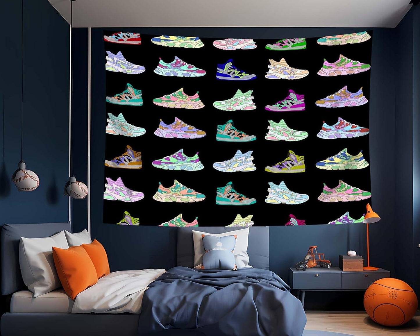 dueeia Sneaker Tapestry Wall Hanging Basketball Shoes Sports tapestries for Teen Boys Mens Bedroom Aesthetic Living Room Dorm Wall Decor (59.1"x78.7")