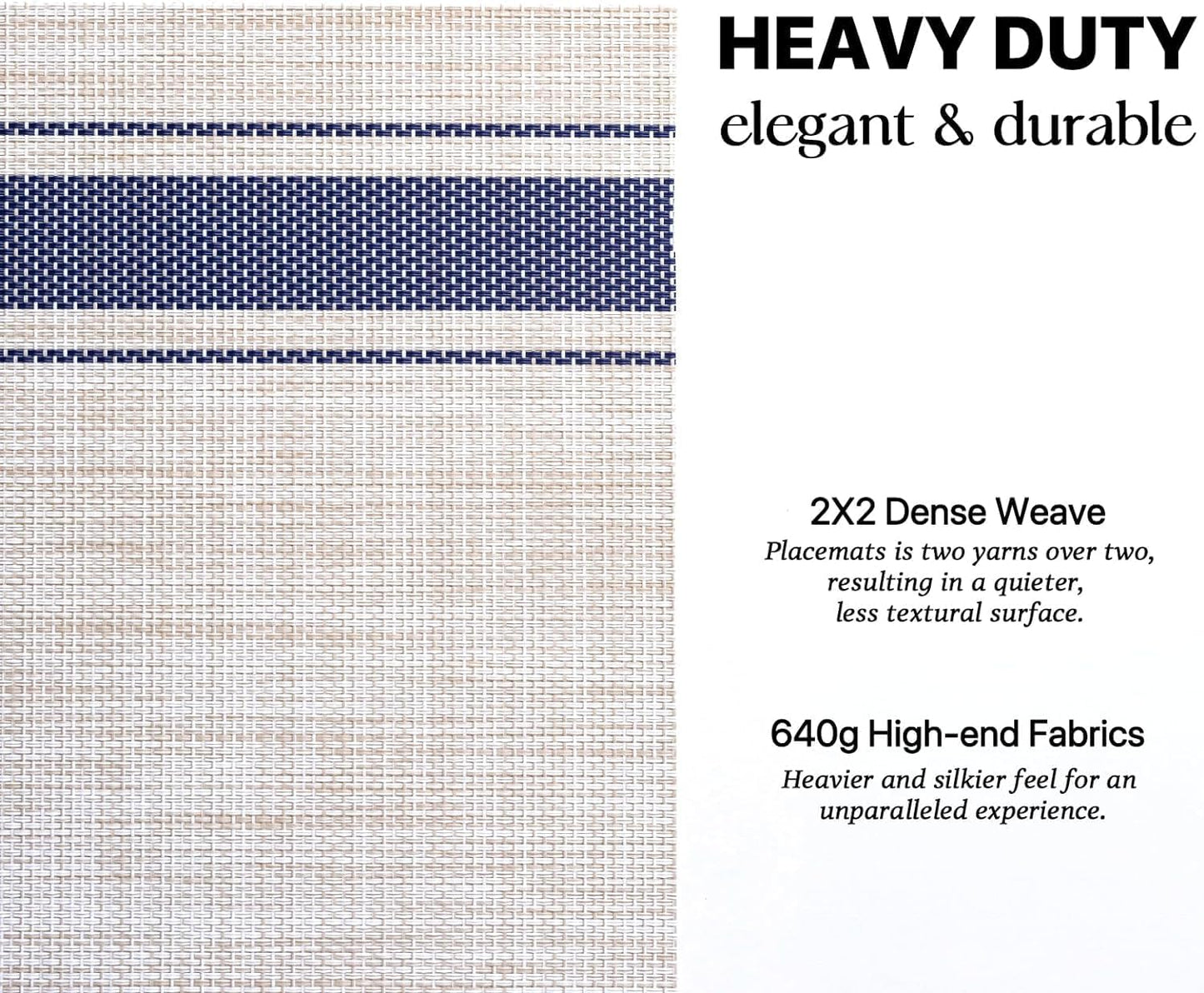 LEXMORE PlaceMats Set of 12 Vinyl/Plastic Woven Place Mats for Kitchen Table Indoor/Outdoor Washable PlaceMat Wipeable Dining Table Mats(Blue Skyline)