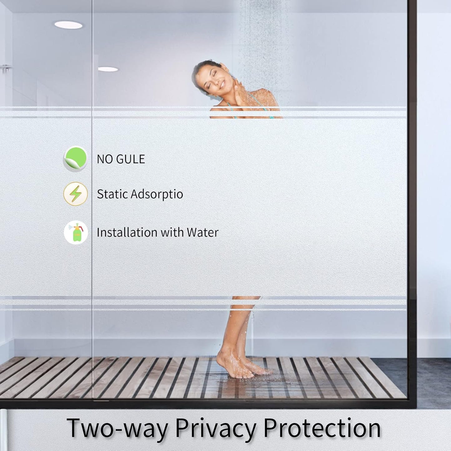 Frosted Glass Window Film with Tools,Reusable Window Privacy Film,Static Clings Window Film Kit for Home Bathroom and Office. (Pure, 45.2Inch×78.7Inch)