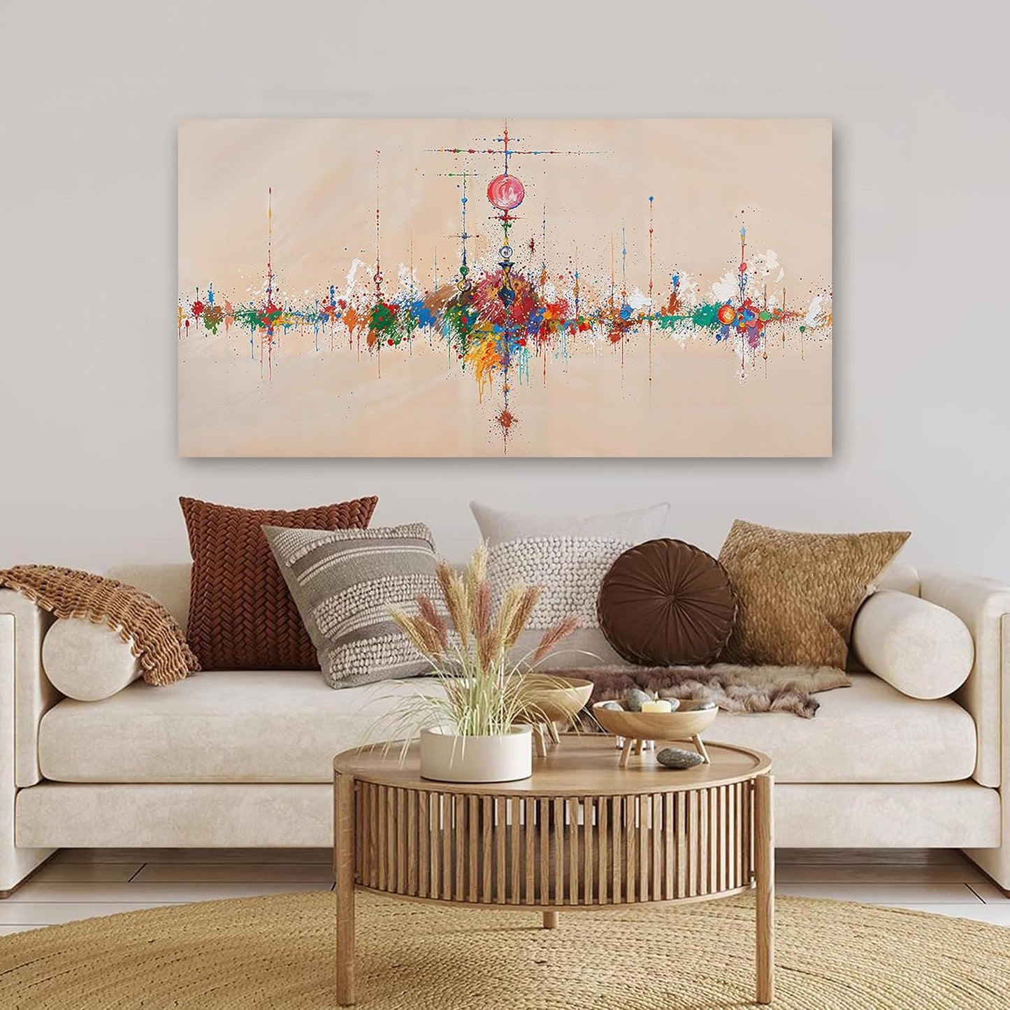 KUPTEU Canvas Wall Art Decor Modern Wall Art Pictures for Living Room Artwork for Walls Large Abstract Colorful Wall Art Prints Abstract Canvas Art Wall Decor Bedroom Home Aesthetic Decor 24" X 48"