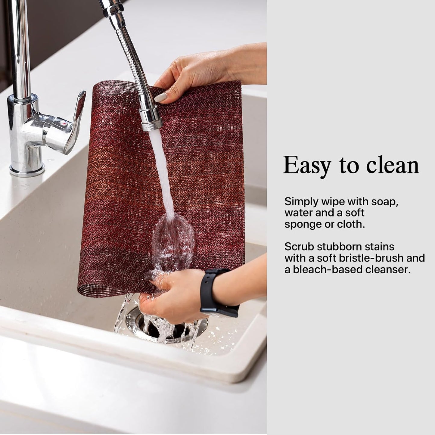 Placemats Set of 8 - Easy Clean Woven Vinyl Placemats for Dining Table, Indoor/Outdoor Place Mats, Washable PVC Table Mats（Pomegranate Parade）