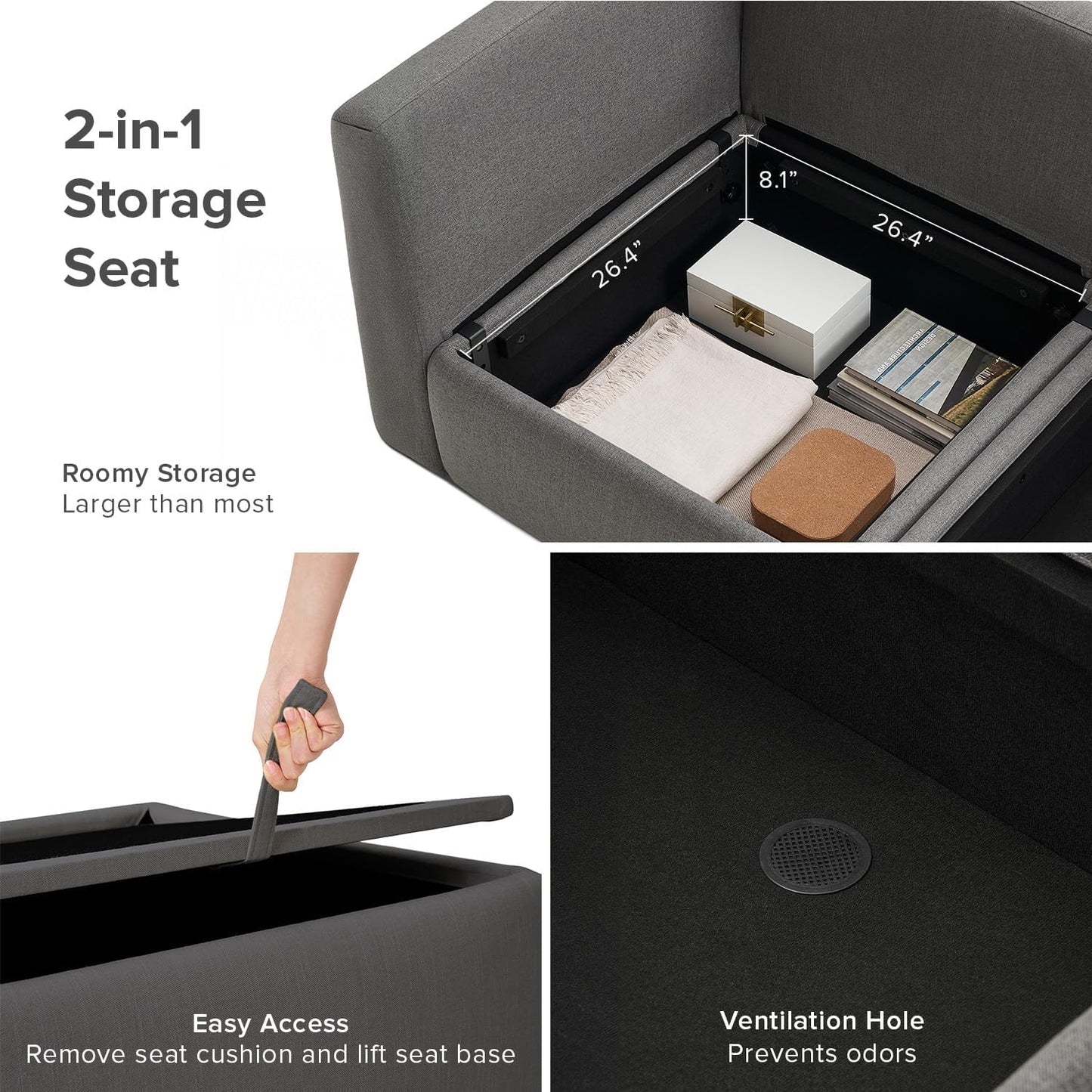 mopio Oversized Modular Sectional Sofa with Fully Removable Covers and Storage, Convertible U, L-Shaped and Sleeper Sectional, Modern Couches with Ottoman Chaise (Stone Gray Fabric, 8 Seats, Sleeper)