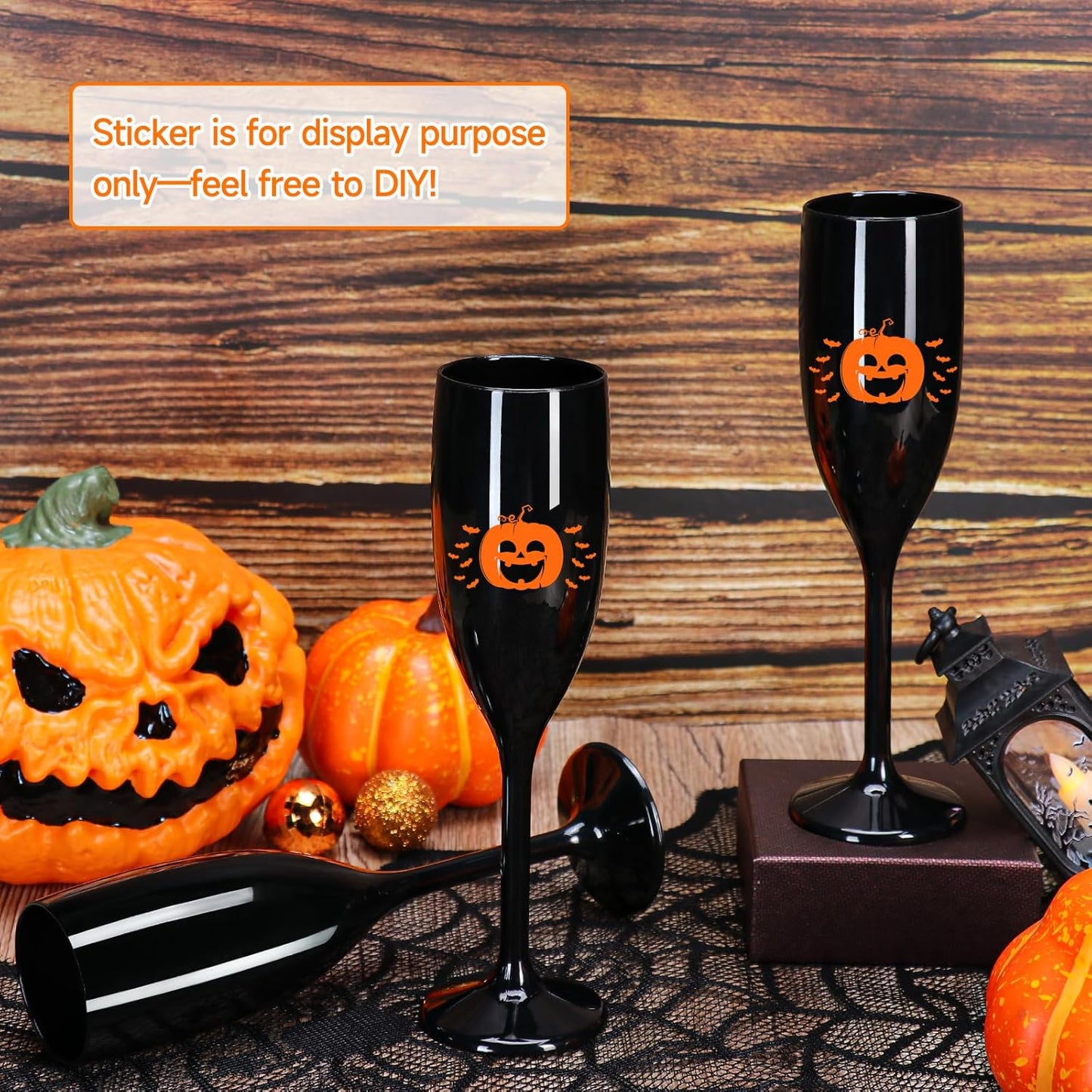 XUWAIDSGN Acrylic Champagne Flutes Toasting Glasses Unbreakable Mimosa Bar Reusable Wine Glasses Vintage Champagne Flutes Stemmed Drinking Cups 5.4 OZ for Christmas Birthday (10, Black)