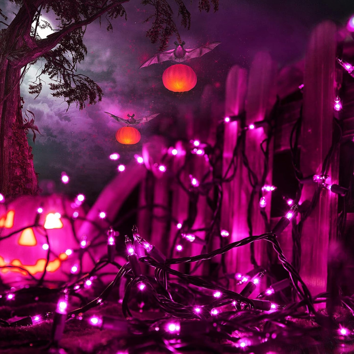 Toodour Purple Halloween Lights, 25ft 100 Count Incandescent Halloween String Lights, UL Certified Connectable Mini Bulbs String Lights for Home, Garden, Porch, Yard, Patio, Party, Indoor Decoration