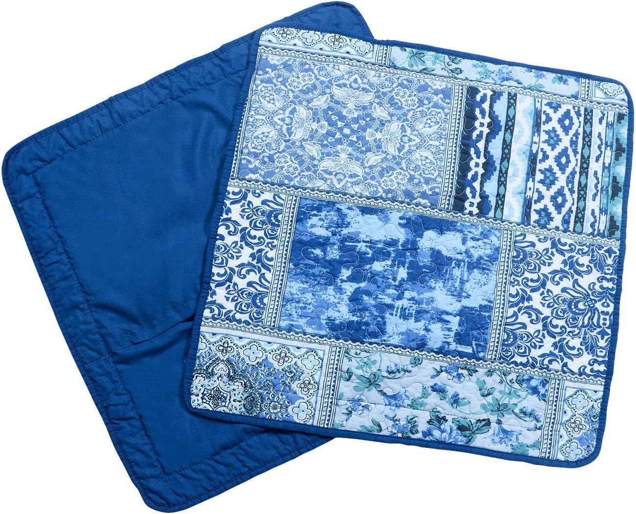 NEWLAKE Blue Classic Bohemian Style Cotton Throw Pillow Covers (2 Pieces, 18X18 Inch)