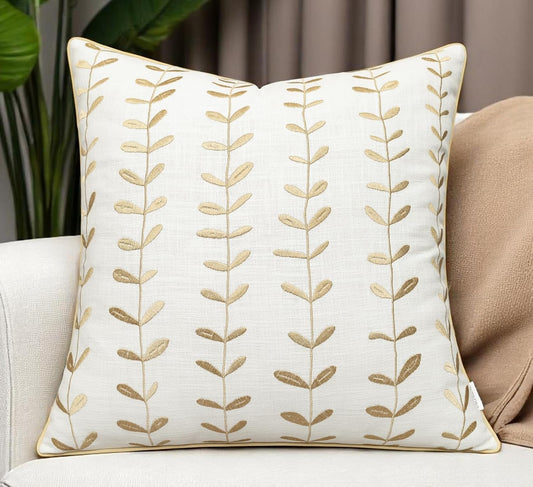 VAGMINE Embroidered Lollipop Cushion Cover - 20x20 Inches Square - 100% Cotton Ivory Throw Pillow Case - Soft Elegant Texture - Stylish Addition to Home Interiors, Bedroom, Office, Farmhouse