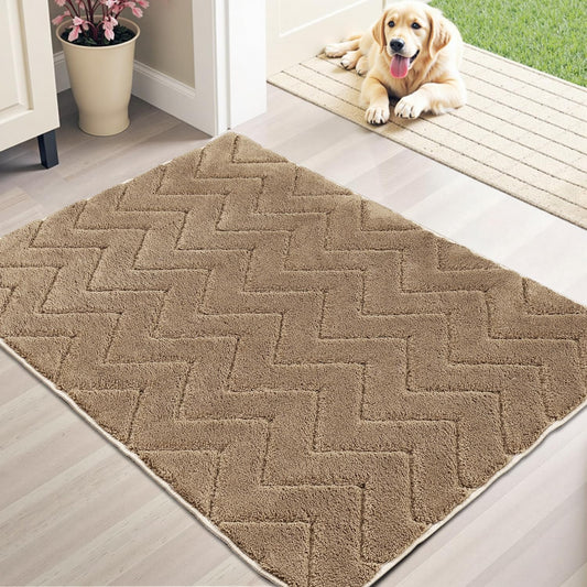 Stiio Front Door Mat Indoor Outdoor Entrance 20x31.5 Inches, Non Slip Washable Entry Rug, Dog Doormat, Absorbent Entrance Mat for Front & Back Door, Muddy Wet Shoes & Paws, Brown