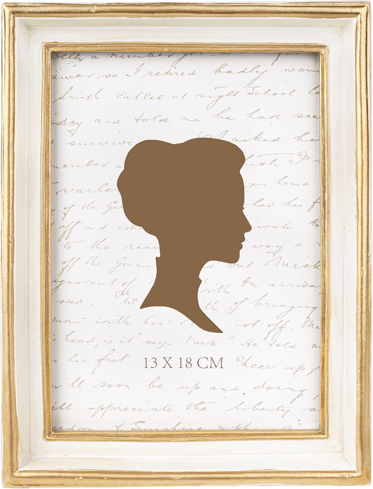 AELS 5x7 Inch Vintage Picture Frame, Elegant Antique Photo Frames with Glass Front, Photo Display, Tabletop Wall Hanging, Gift Ideas, Off-white with Gold Trim