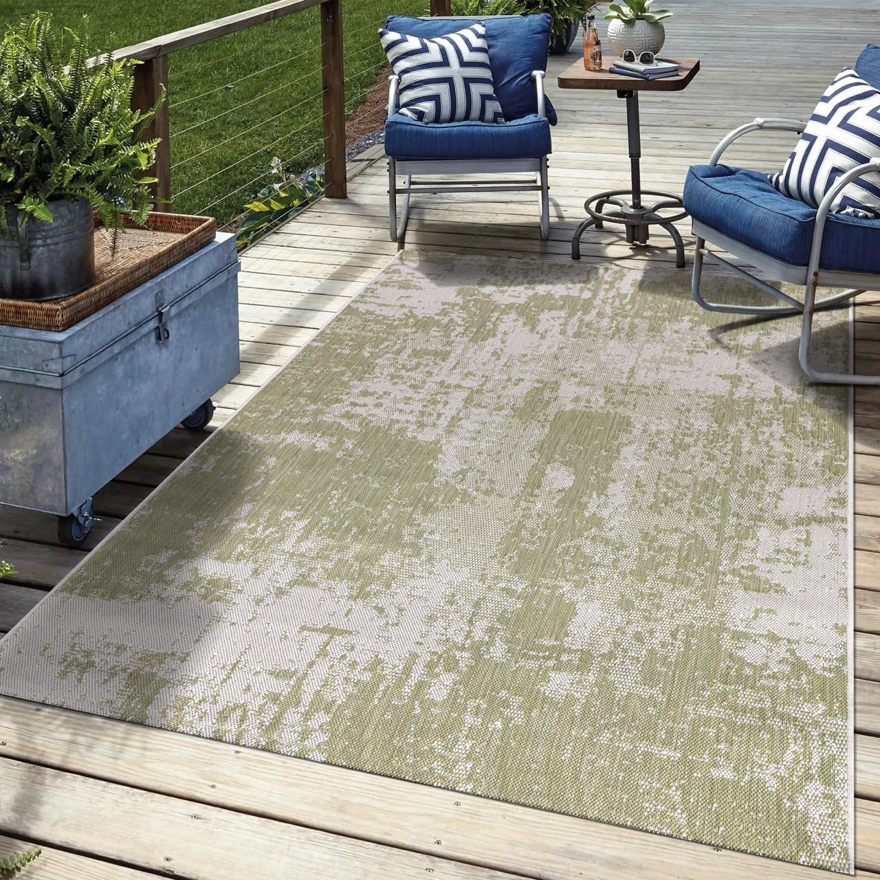 Keen Home Design Terrace Outdoor Area Rug - 12x15 Washable Indoor/Outdoor Rug for Patio, Kitchen, Balcony, Beach, Garden, Deck and Porch, Size: 12'x15'