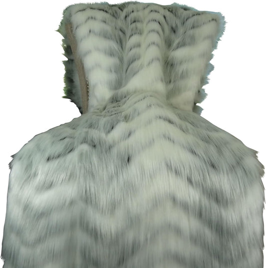 White Fox Faux Fur Throw & Bedspread - True White Gray Throw - Soft Luxury Blanket, Handmade in US
