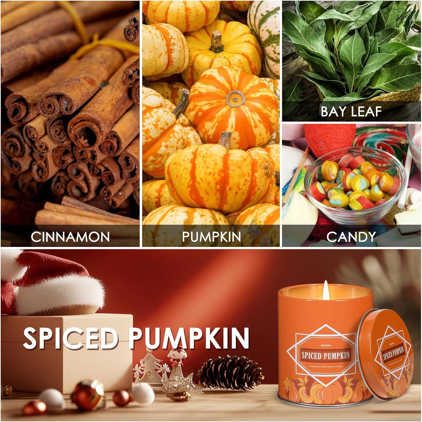 Pumpkin Spice Fall Scented Candle – 9 oz Soy Wax in Travel-Friendly Reusable Tin, Non-Toxic & Clean Burning, 50-Hour Burn – Cozy Autumn Fragrance, Holiday Gift & Fall Decor for Women & Men