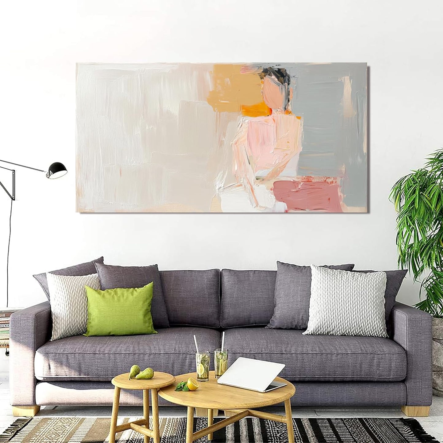 Abstract Canvas Wall Art Decor Large Wall Art Pictures for Living Room Abstract Canvas Art Wall Decor Artwork for Walls Pink Wall Art Paintings Prints Art Work for Home Office Room Wall Decor 29"x58"