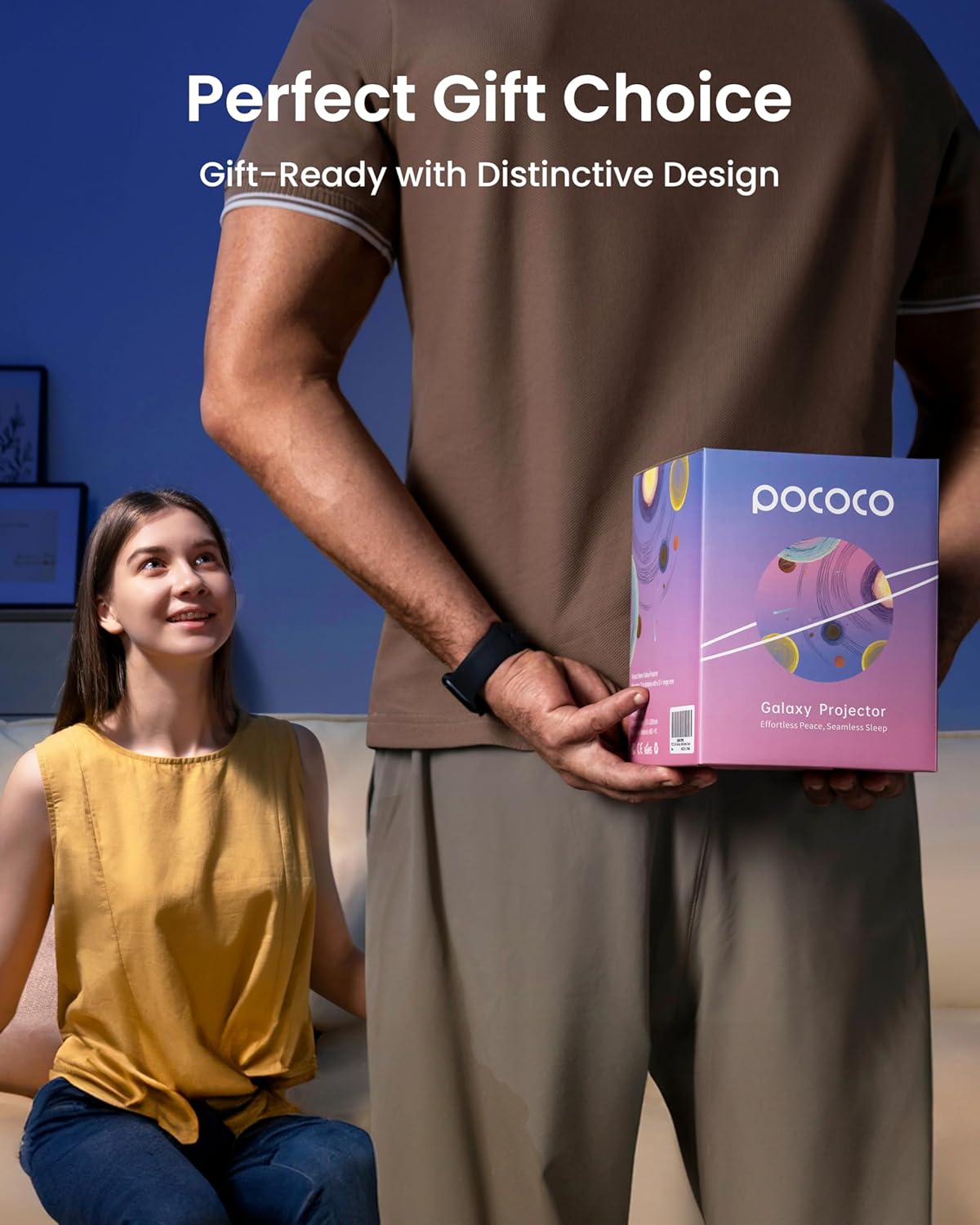 POCOCO Galaxy Star Projector for Bedroom with Replaceable Optical Film Discs, Home Planetarium Night Light Projector with High-Definition Soft Light for Relax, Study, and Meditate, Stress Relief Gifts