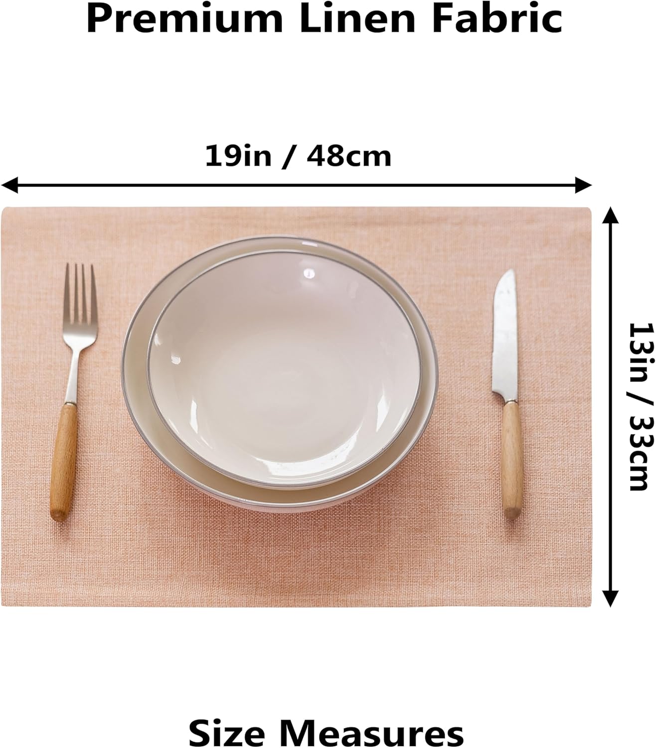 Demetex Pink Placemats Set of 6 Heat Resistant Linen Place Mats Washable Cloth Plate Mats for Dining Party Banquet Table Decorations, 13 x 19 inch, Pink