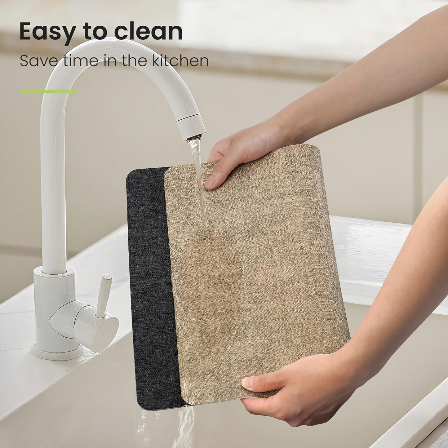 Faux Leather Dual Sided Placemats Set of 4, Square Non-Slip Heat Resistant Placemats with Coaster, Reversible wipeable Waterproof Table Mats for Kitchen, Dining, Outdoor (4, Black Light Coffee)