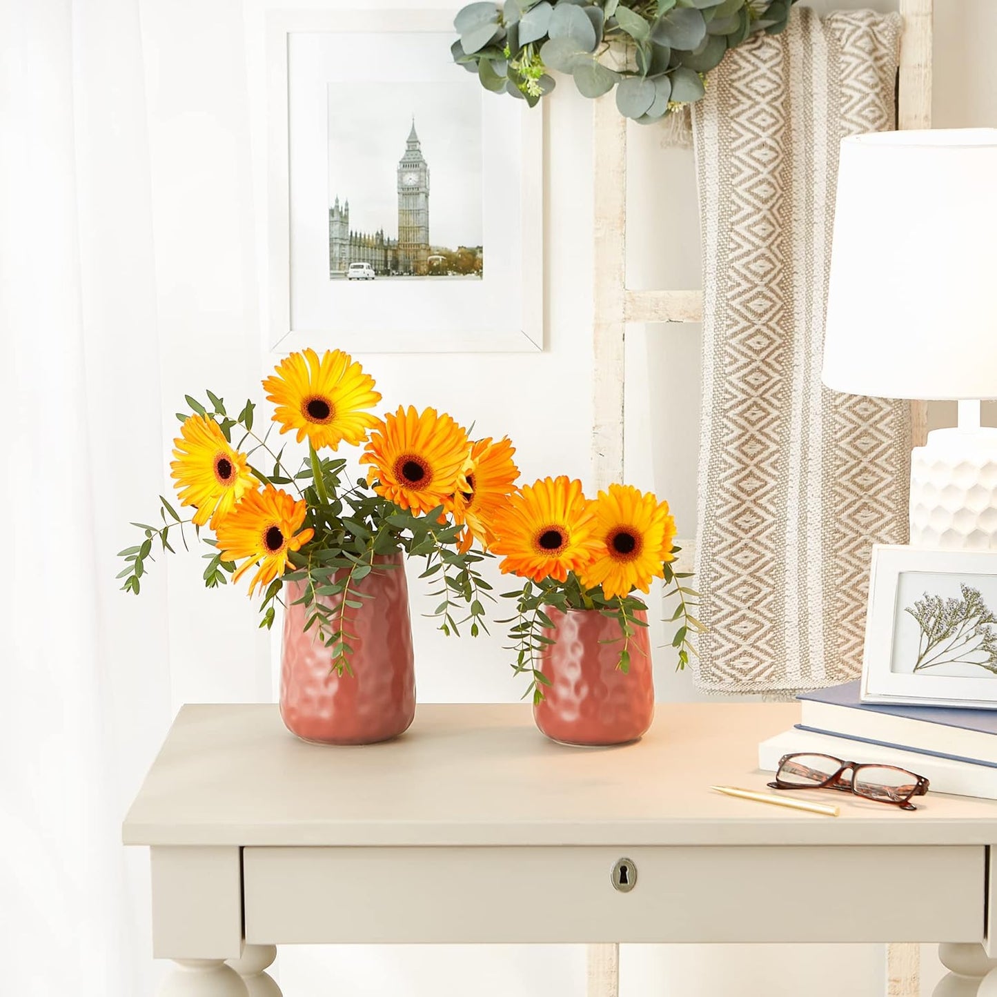 DII Kitchen Accessories Collection, Textured Matte Ceramic Canister Set, Cinnamon, Dimple, 2 Piece