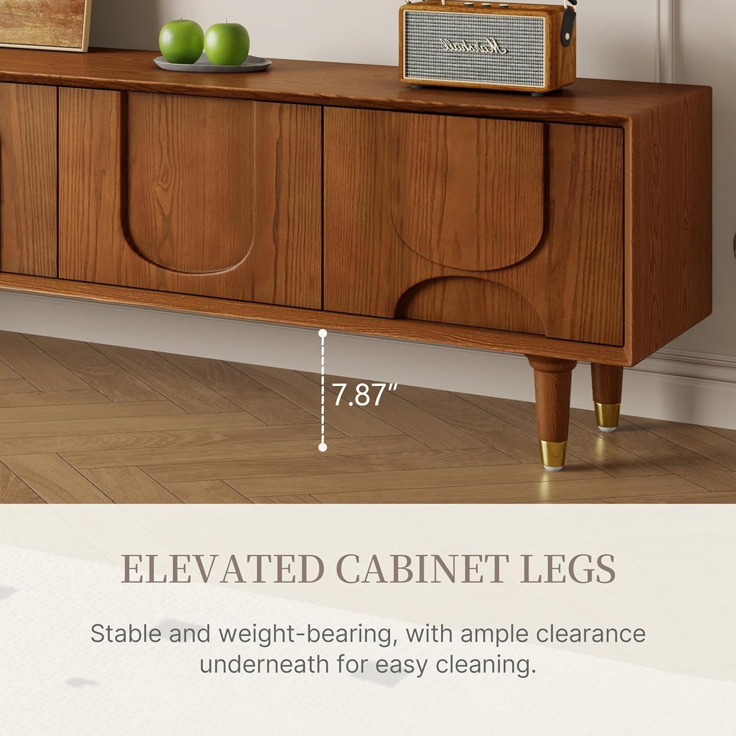 Mid-Century Modern TV Stand, 71'' Walnut TV Stand with Storage, Wooden TV Consoles Entertainment Center TV Table for Living Room, Bedroom