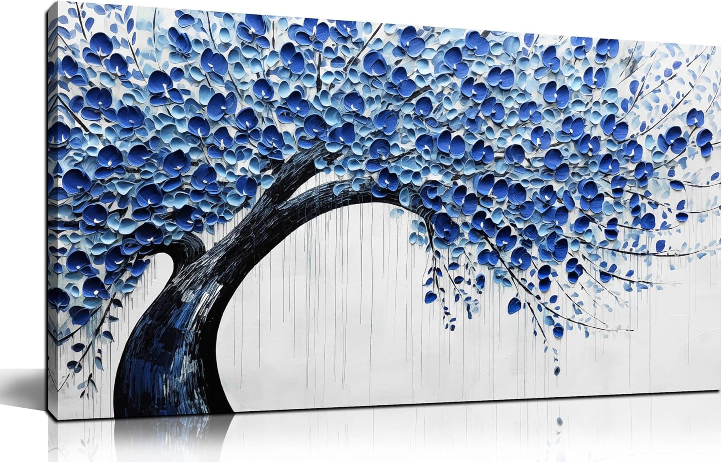 Large Wall Art for Living Room Bedroom Home Office Blue Tree of Life Wall Art Floral Picture Framed Wall Decor Modern Canvas Prints 20x40 In