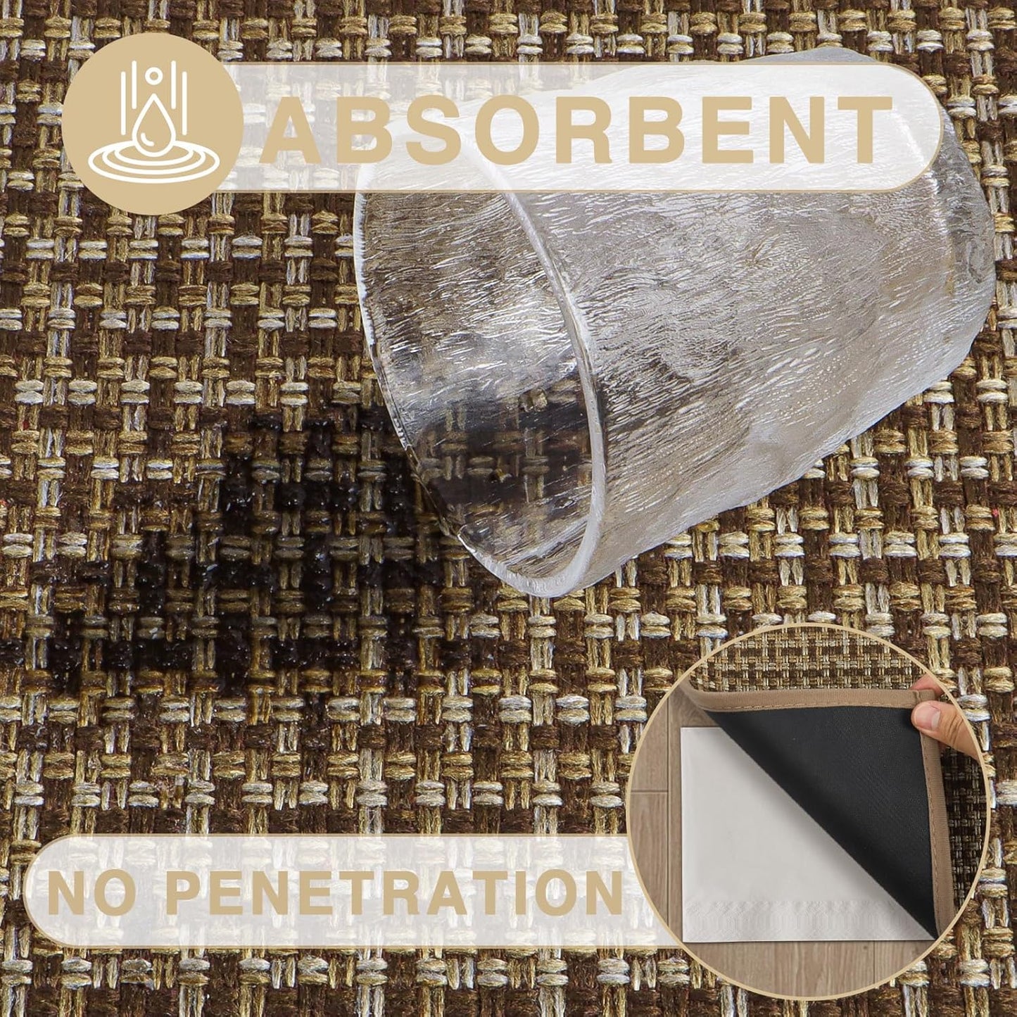 LEKEEPGO Door Mat Indoor Entrance 24"x47", Absorbent Indoor Door Mat Large, Non Slip Rubber Backing Inside Door Mats, Washable Floor Mat, Low-Profile Doormat for Front Door, Entryway, Entrance, Brown