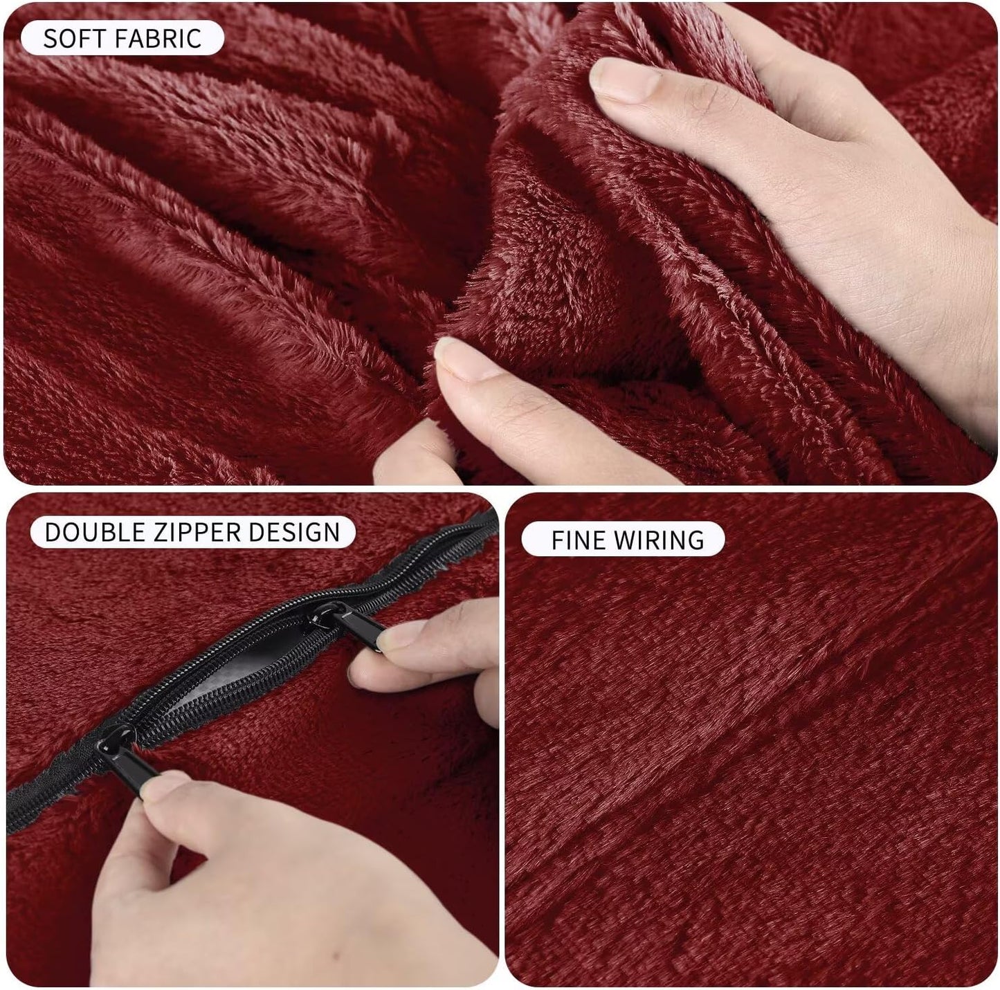 Bean Bag Chair for Adults 3FT,Soft Removable Cover for Teens/Girls Bedroom,Fluffy Giant Round Floor Beanbag Lounger Chairs (No Filler,Claret)