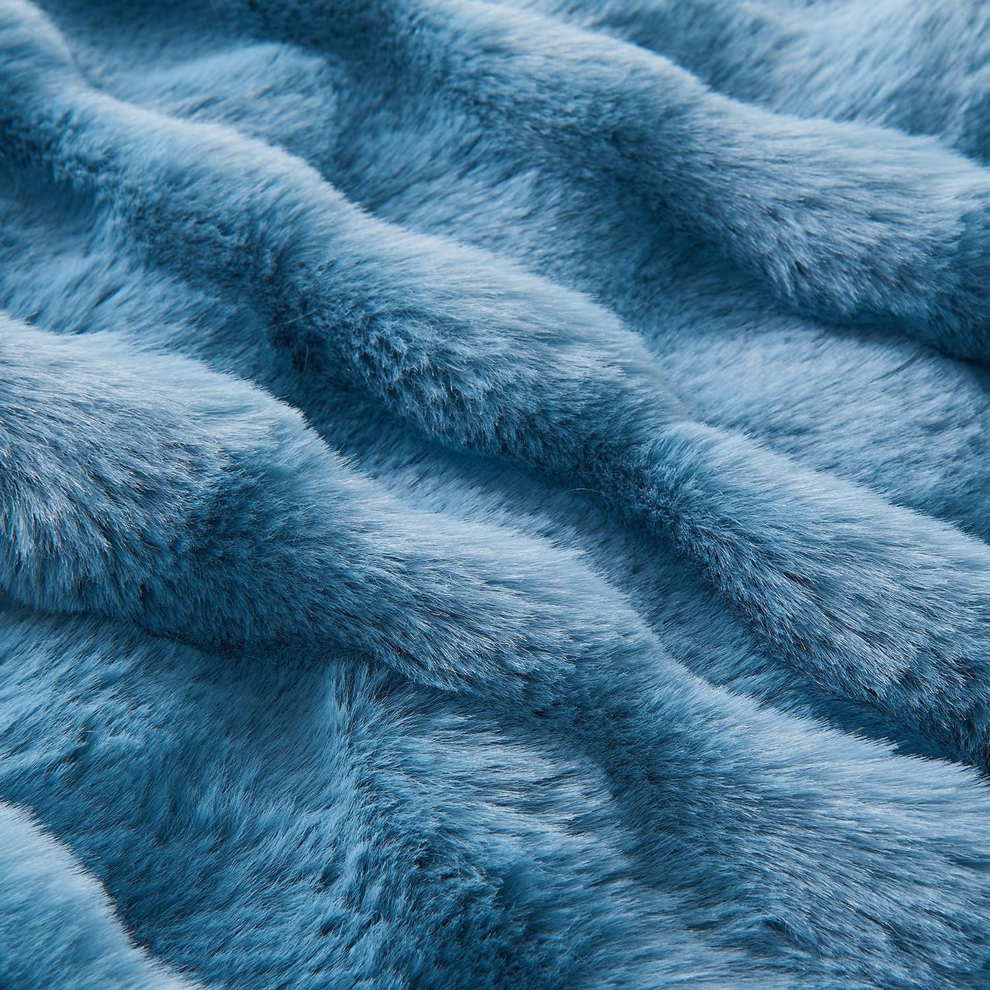 Lotus Karen Faux Fur Throw Blanket Sky Blue - Big Bubble Rabbit Fluff Blanket for Couch Bed Sofa,Softest Fluffy Fuzzy Cozy Blanket,Thick Furry Plush Shaggy Warm Blankets for Women,60x80 Inches