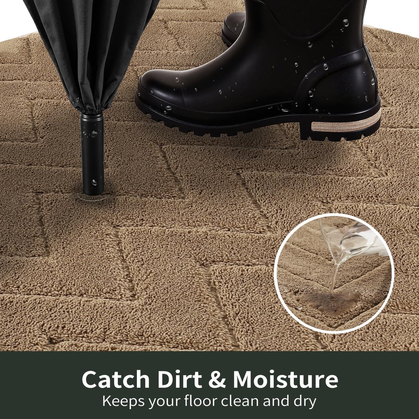 Stiio Front Door Mat Indoor Outdoor Entrance 20x31.5 Inches, Non Slip Washable Entry Rug, Dog Doormat, Absorbent Entrance Mat for Front & Back Door, Muddy Wet Shoes & Paws, Brown