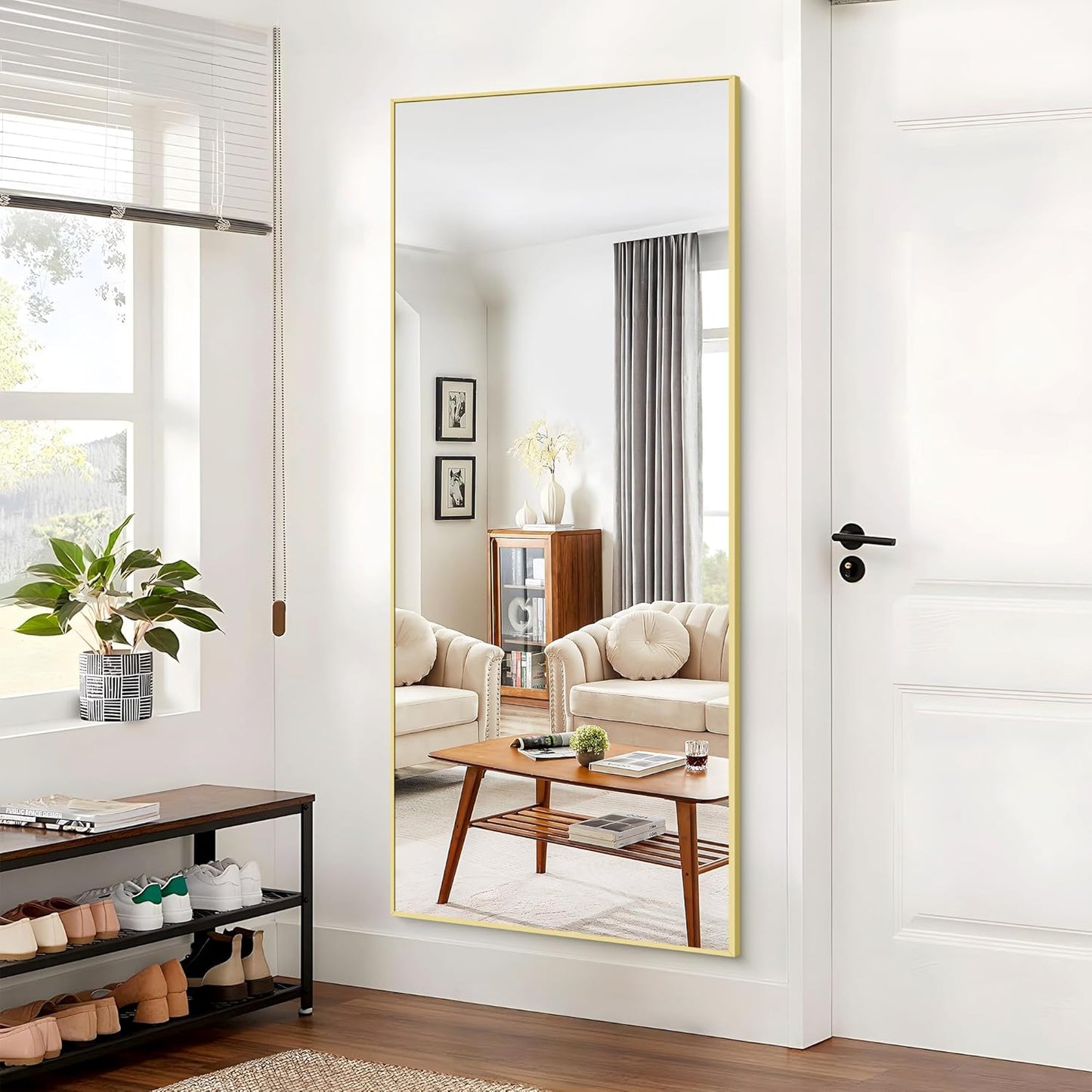 30x72inch Bathroom Mirror, Gold Rectangle Mirror with Thin Metal Frame, Large Rectangular Wall Mirrors for Bathroom, Living Roomm, Hair Salon, Big Farmehouse Mirror Hang Horizontal/Vertical