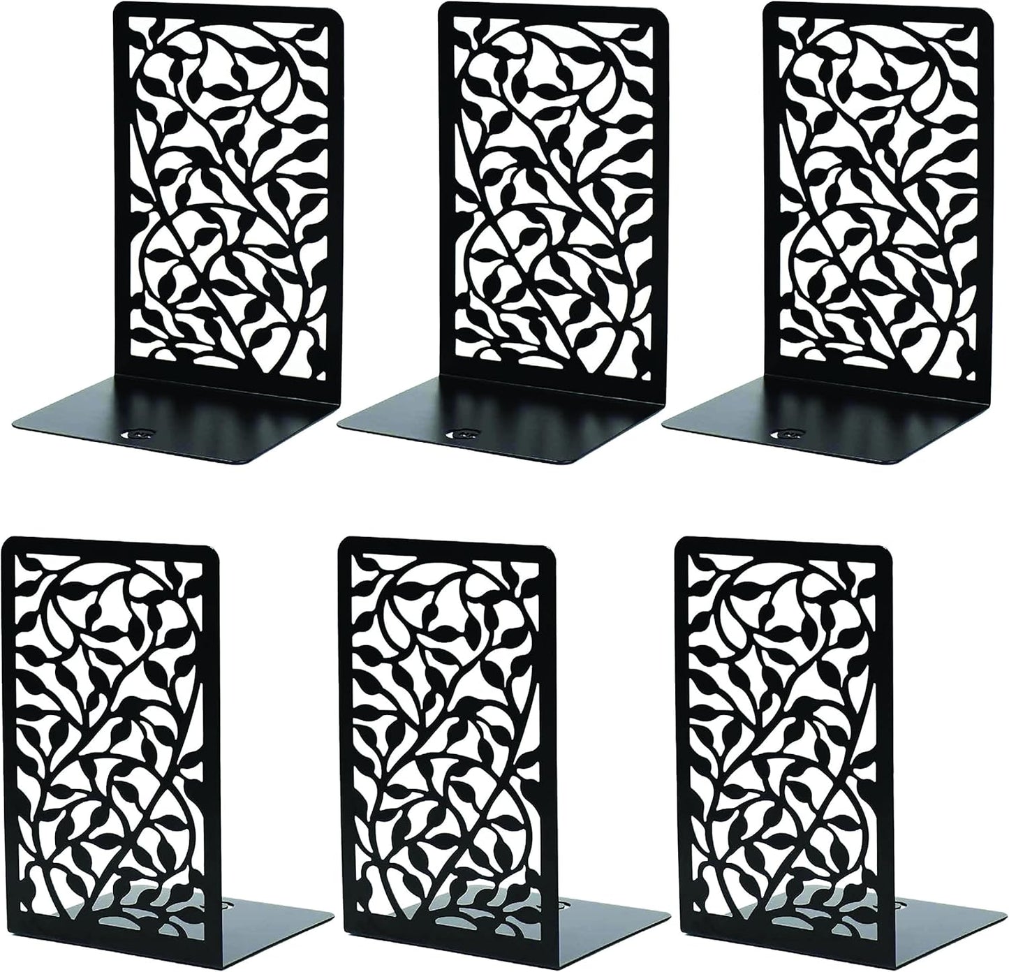 CNK Book Ends Bookends for Decorative Books Holder Bookend Shelves End Hold Heavy Duty Holders Stoppers Metal Stopper Cute Boho Bookshelf Holds Cookbook Office Home Set of 6 Bookends Pair Black