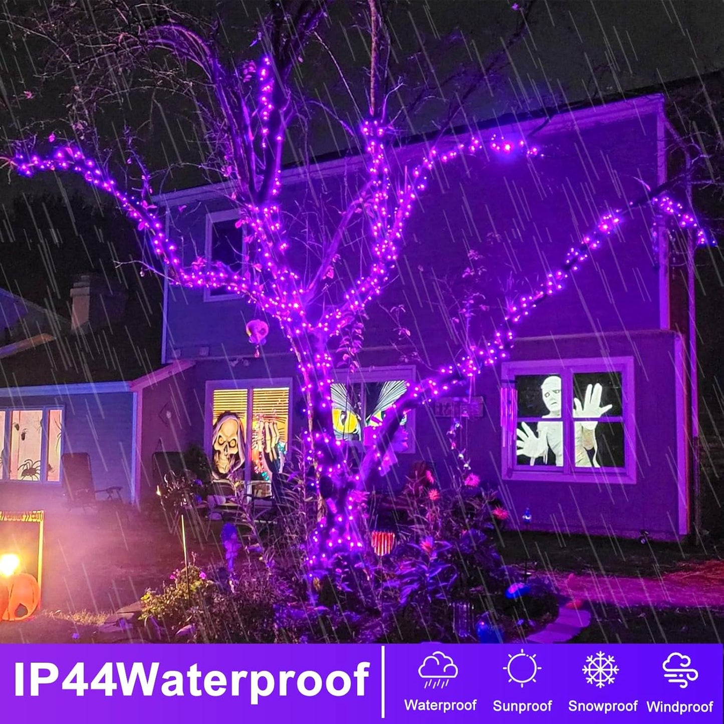 120 LED Purple Halloween Lights, 40 FT Christmas Lights Indoor Outdoor 8 Modes Plug in Waterproof Fairy String Lights for Tree Christmas Halloween Thanksgiving Decorations
