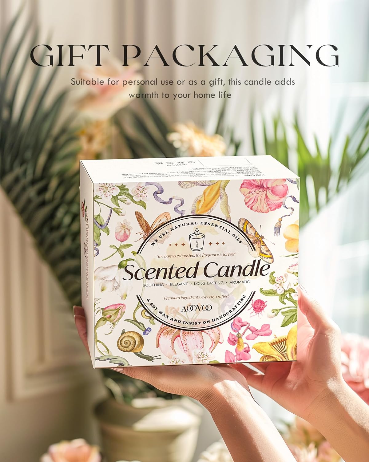 AOOVOO Candle Set - 4PC Scented Candles, 28 oz Soy Candles, Soy Candle for Home Scented, Sage/Jasmine/Eucalyptus/Lavender