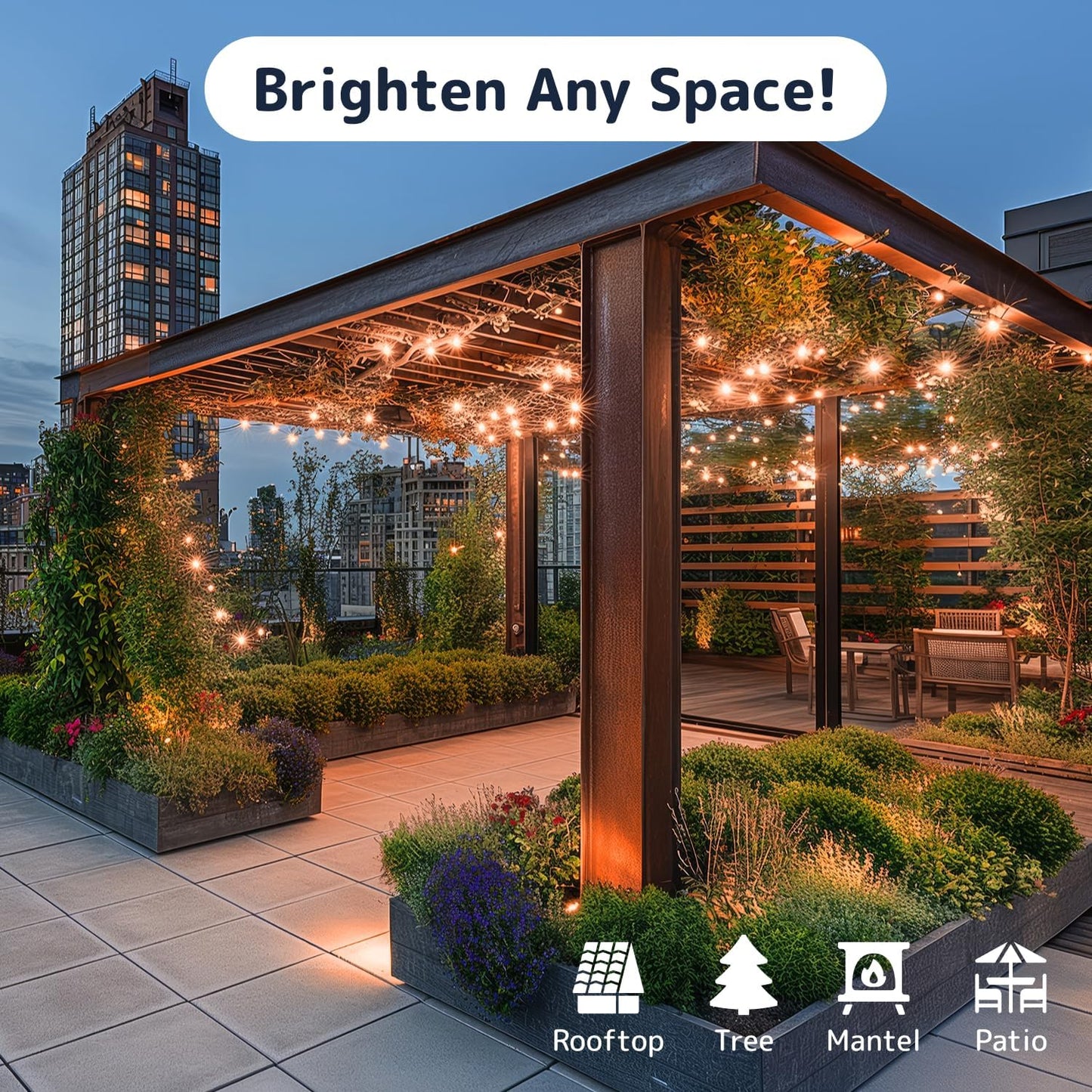 PREXTEX Halloween Lights (20 Feet, 100 Bulbs) - Halloween Party Decorations and Christmas Lights with Black Wire - Holiday Decorations Indoor or Outdoor String Twinkle Lighting - Orange