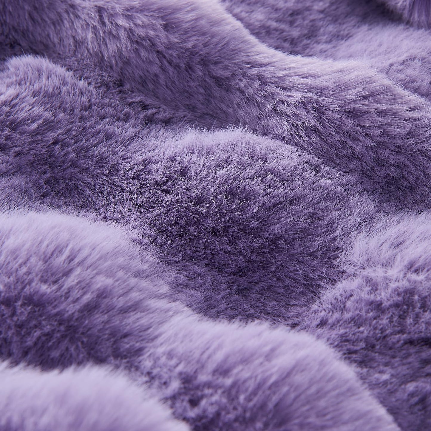 Lotus Karen Faux Fur Throw Blanket Purple - Big Bubble Rabbit Fluff King Blankets for The Bed,Softest Fluffy Fuzzy Cozy Blanket,Thick Furry Plush Shaggy Warm Blankets for Women,108x90 Inches