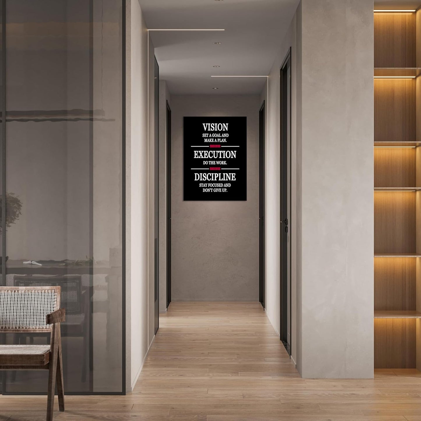 Motivational posters Formula for Success is VISION EXECUTION DISCIPLINE Inspirational Wall Decor Printed Canvas Poster for Company Office Bedroom Living Room Framed Ready to Hang[30" W X 40" H]