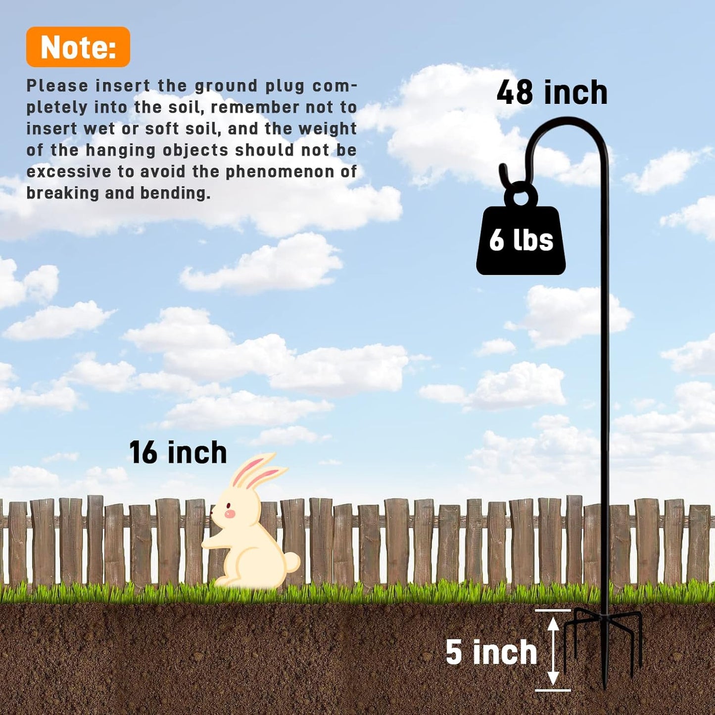 Shepherd Hooks Outdoor 48 Inches for Lanterns Heavy Duty Shepherd Stand Plant Hanger Yard Hooks for Solar Lights,Bird Feeder,Wedding,Mason Jar,Planter Pot,Adjustable Height