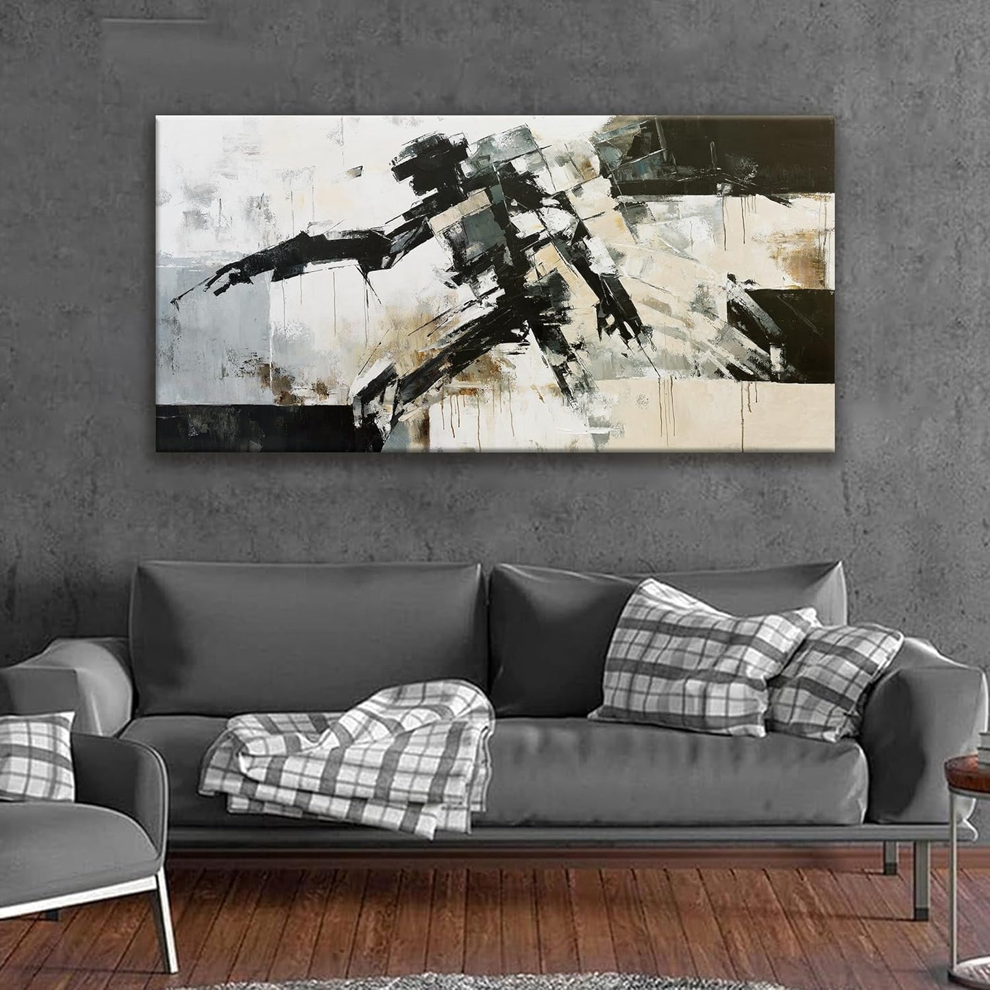 TAIJXAGSG Large Wall Art For Living Room Cool Robot Modern Minimalist Abstract Wall Art Canvas Painting Prints Black White Canvas Art Wall Decor Picture For Bedroom Office Home Wall Decor 29"X58"