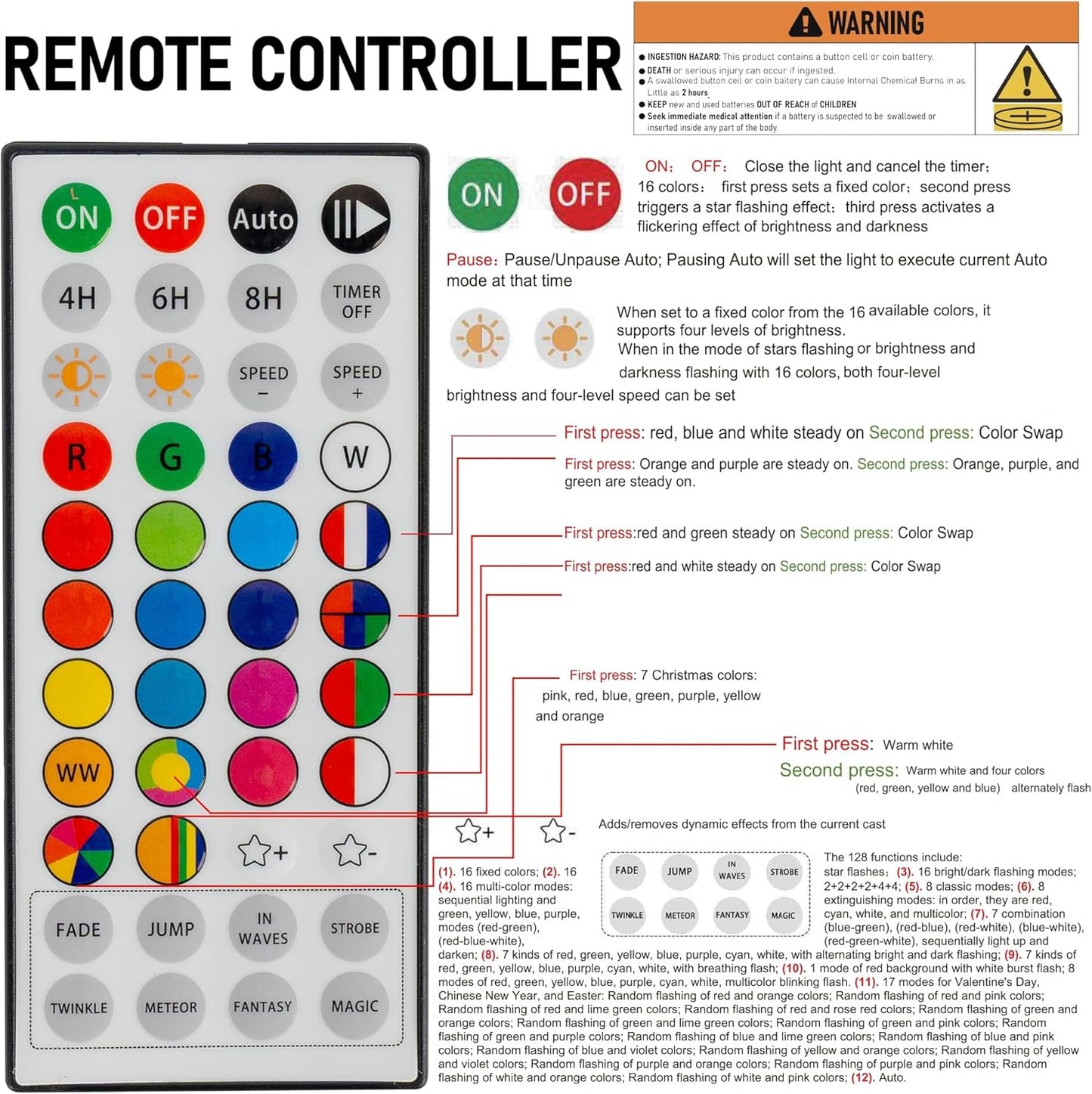 Dazzle Bright Smart Halloween String Lights, 98FT 300 LED RGB Color Changing String Lights with Remote & App Controlled, Christmas Decorations for Indoor Outdoor Holiday Xmas Tree Party Decor